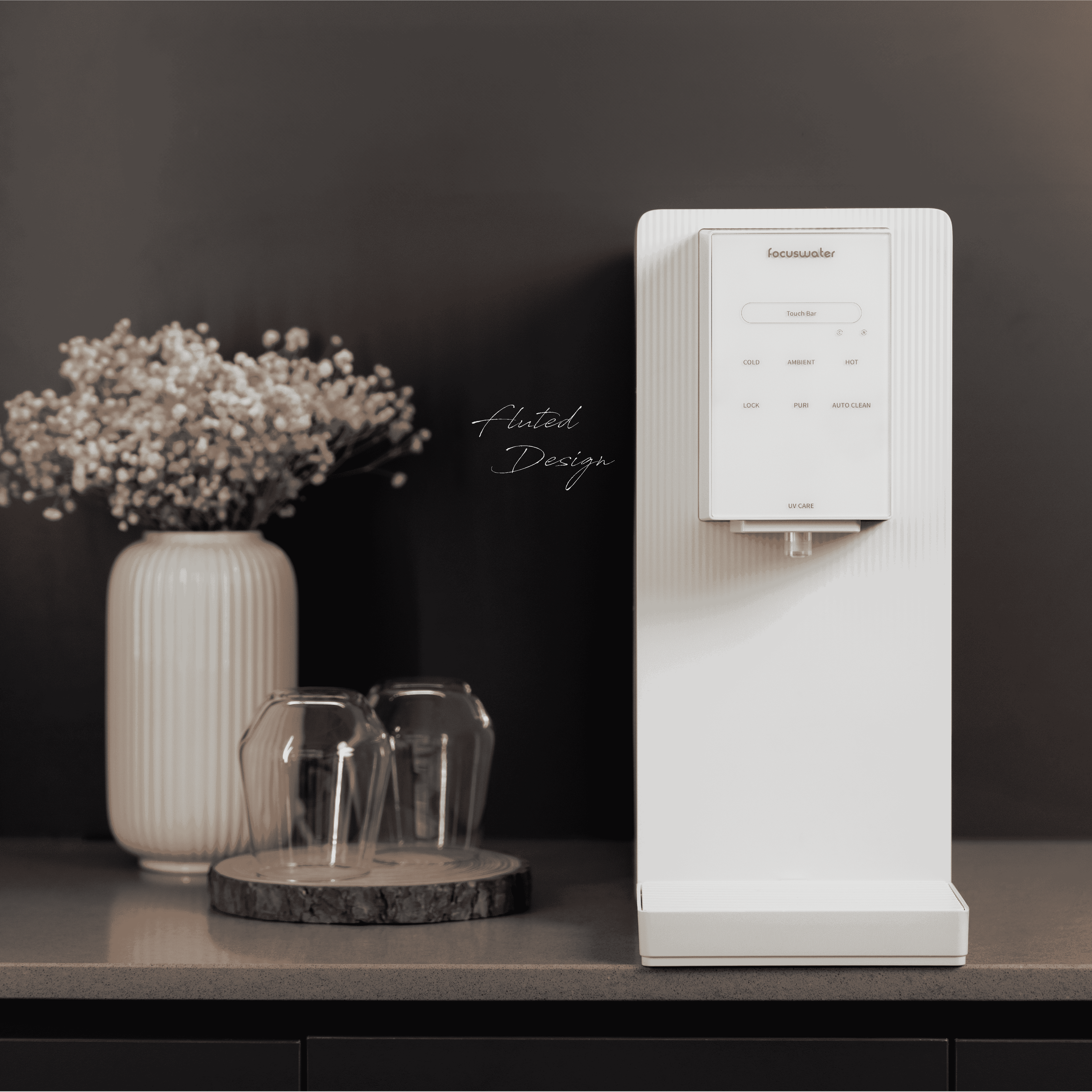 Cubic Water Dispenser on Modern Table Top 
